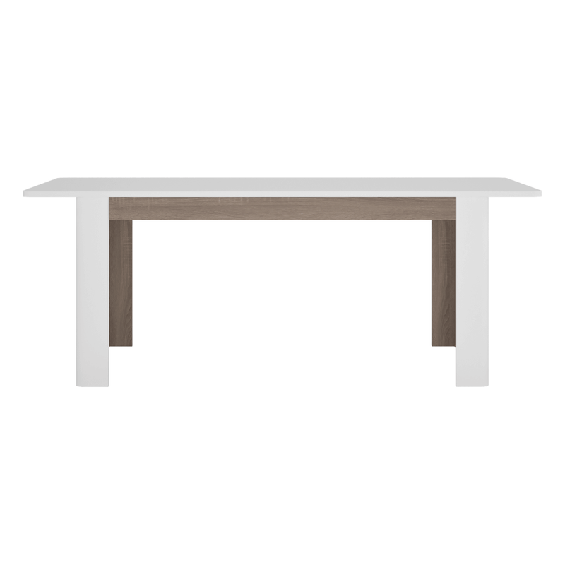Casa si Gradina - Mobilier - Mese si birouri - Mese bucatarie si dining - Masa dining extensibila, alb extra lucios HG / stejar Sonoma inchis / trufa, 160-200x90 cm, LYNATET TIP 75 - Infinity.ro