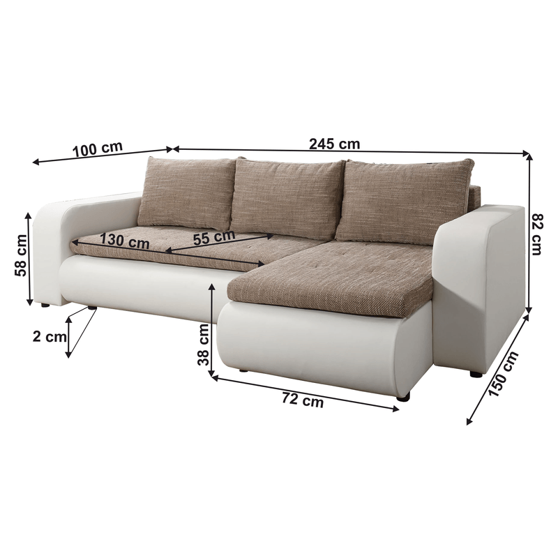 Casa si Gradina - Mobilier - Canapele si coltare - Canapele - Canapea extensibila, alb/maro, dreapta, BURAN ROH - Infinity.ro