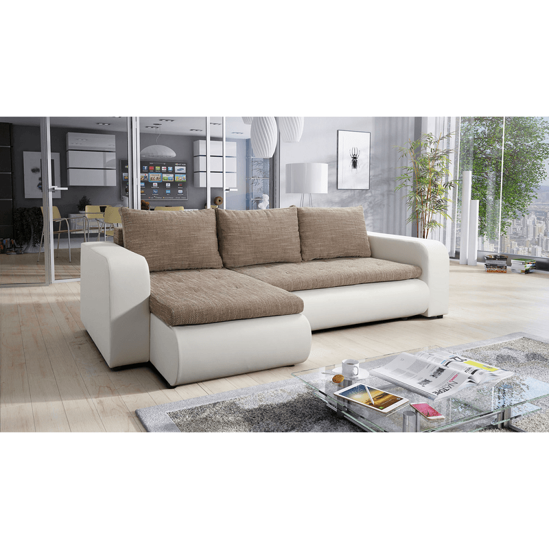 Casa si Gradina - Mobilier - Canapele si coltare - Canapele - Canapea extensibila, alb/maro, stanga, BURAN ROH - Infinity.ro