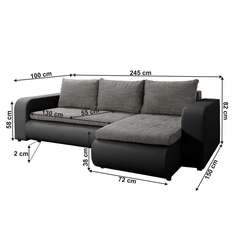 Casa si Gradina - Mobilier - Canapele si coltare - Canapele - Canapea extensibila, negru/gri, dreapta, BURAN ROH - Infinity.ro