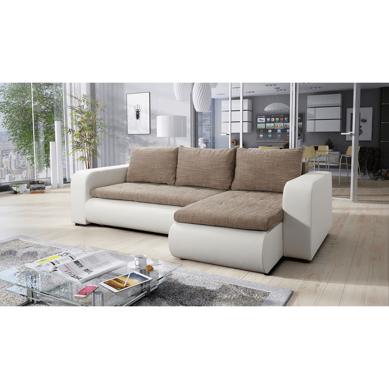 Casa si Gradina - Mobilier - Canapele si coltare - Canapele - Canapea extensibila, alb/maro, dreapta, BURAN ROH - Infinity.ro