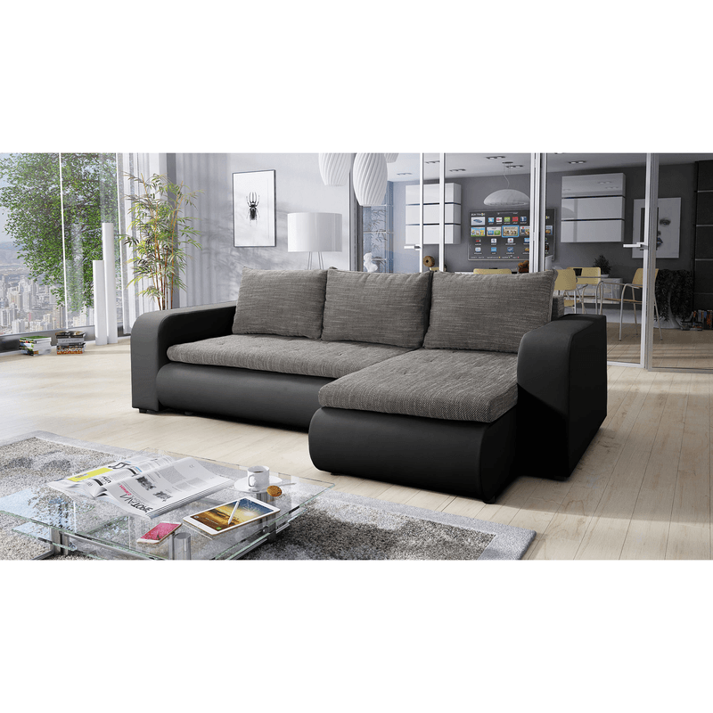 Casa si Gradina - Mobilier - Canapele si coltare - Canapele - Canapea extensibila, negru/gri, dreapta, BURAN ROH - Infinity.ro