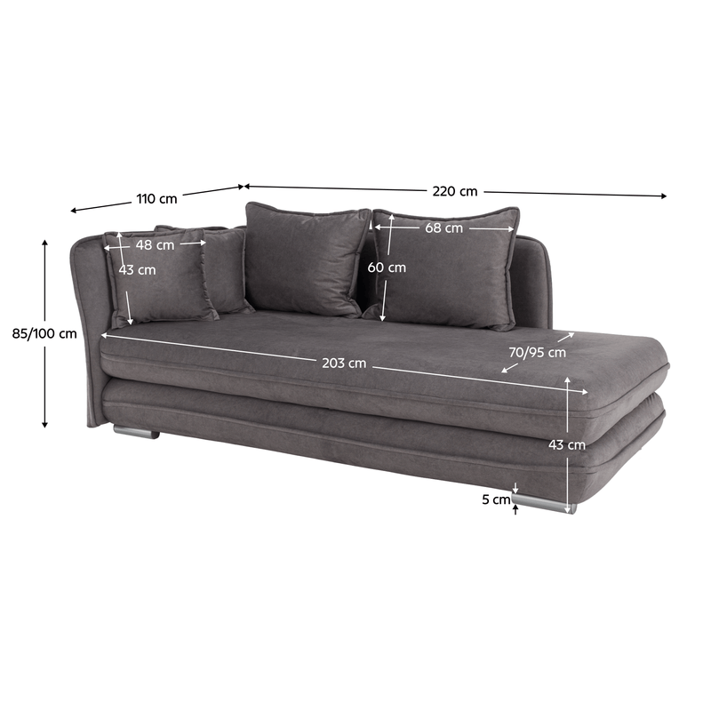 Casa si Gradina - Gradina si terasa - Mobilier exterior - Scaune si sezlonguri gradina - sezlong cu spatiu de depozitare, gri, stanga, LAMBA - Infinity.ro