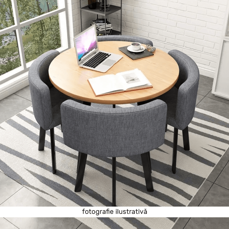 Casa si Gradina - Mobilier - Seturi de mobilier - Seturi bucatarie - Set de mobilier dining 1+4, negru/gri deschis, BEVAN NEW - Infinity.ro
