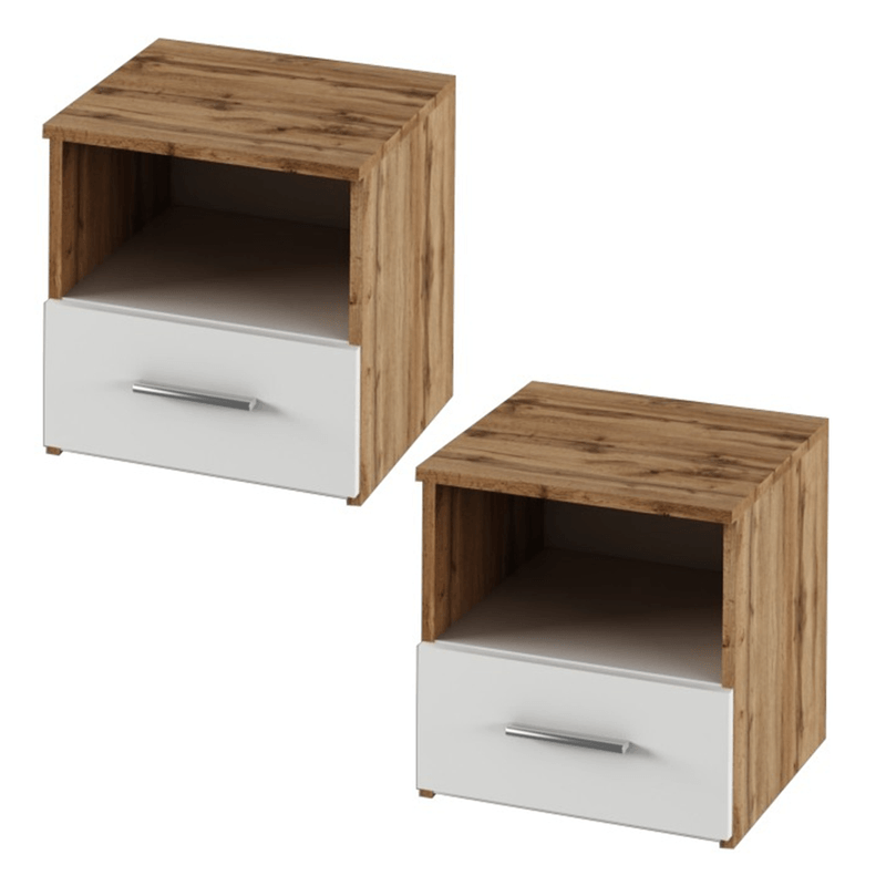 Casa si Gradina - Mobilier - Seturi de mobilier - Seturi dormitor - Set dormitor (pat 180x200 cm), stejar wotan/ alb, GABRIELA NEW - Infinity.ro