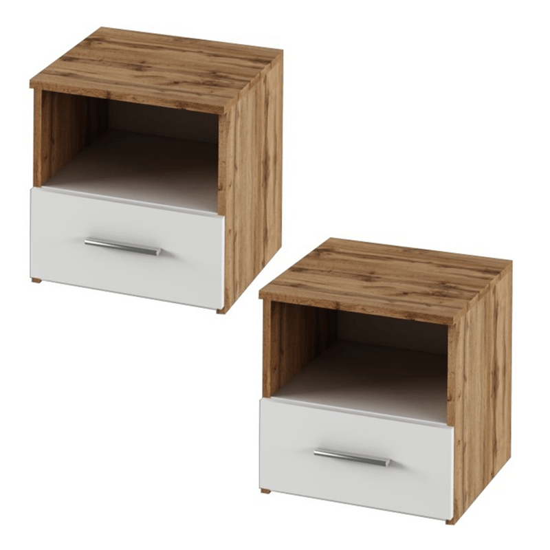 Casa si Gradina - Mobilier - Seturi de mobilier - Seturi dormitor - Set dormitor (pat 160x200 cm), stejar wotan/alb, GABRIELA NEW - Infinity.ro