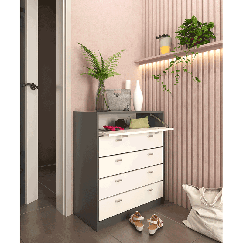 Casa si Gradina - Mobilier - Dulapuri si sifoniere - Dulapuri pantofi - Pantofar 5 compartimente, grafit/alb, VIVAT NEW TYP 4 - Infinity.ro