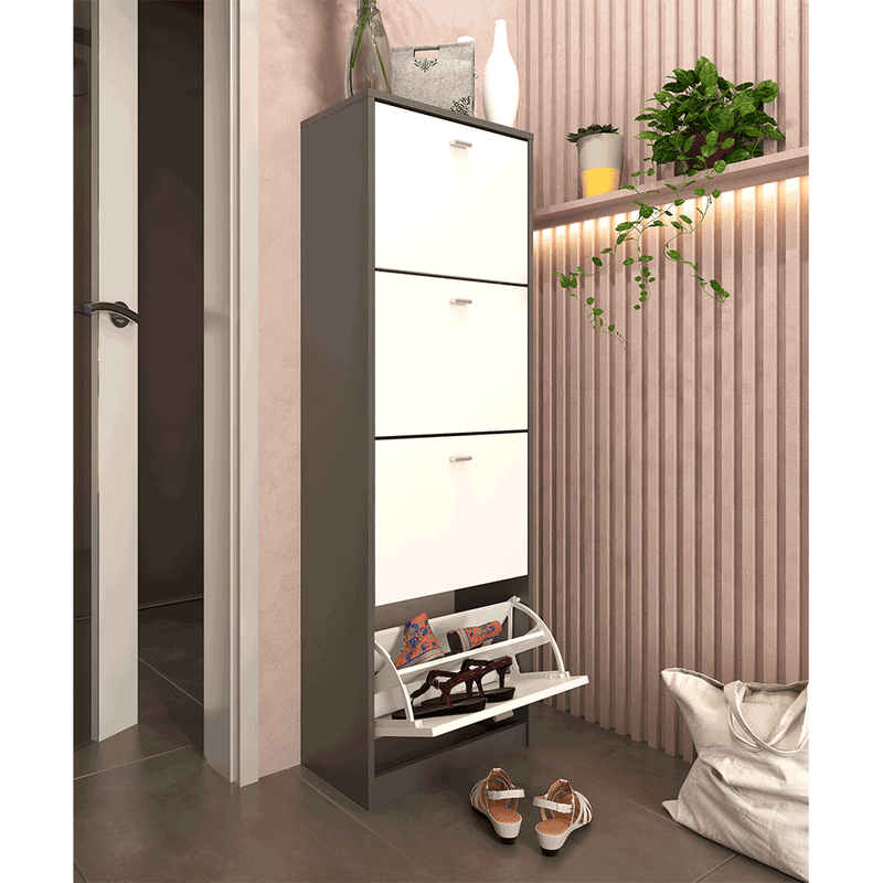 Casa si Gradina - Mobilier - Dulapuri si sifoniere - Dulapuri pantofi - Pantofar 4 compartimente, grafit/alb, VIVAT NEW TYP 3 - Infinity.ro