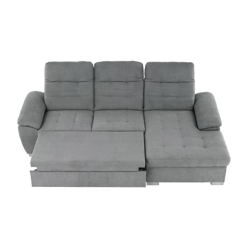 Casa si Gradina - Mobilier - Canapele si coltare - Coltare - Coltar, mustar tesatura gri, dreapta, EVANGELIN - Infinity.ro