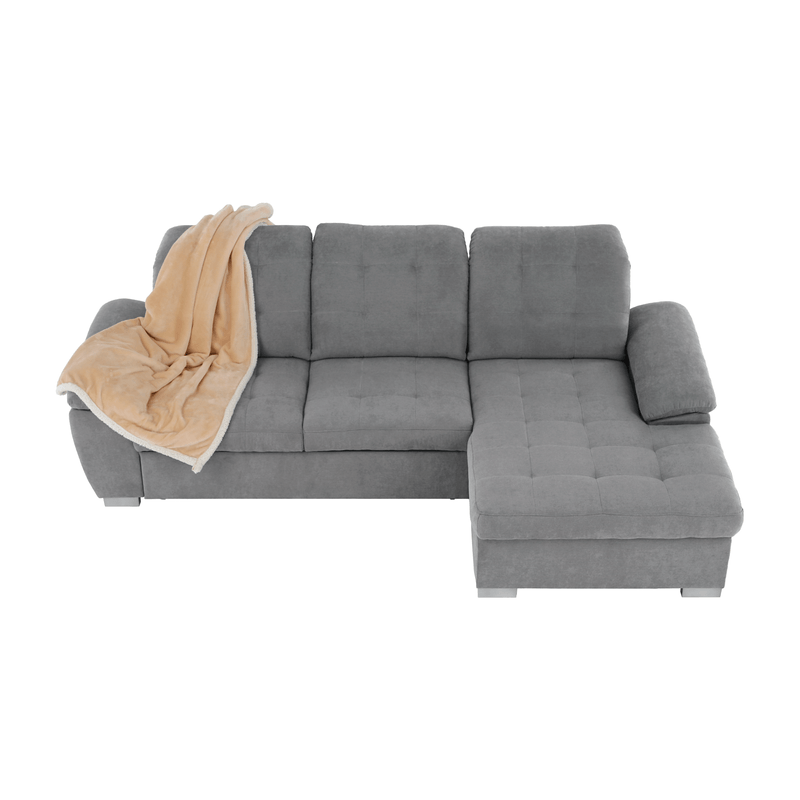 Casa si Gradina - Mobilier - Canapele si coltare - Coltare - Coltar, mustar tesatura gri, dreapta, EVANGELIN - Infinity.ro