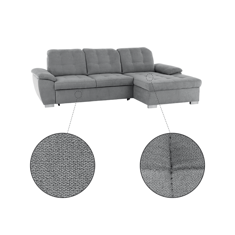 Casa si Gradina - Mobilier - Canapele si coltare - Coltare - Coltar, mustar tesatura gri, dreapta, EVANGELIN - Infinity.ro