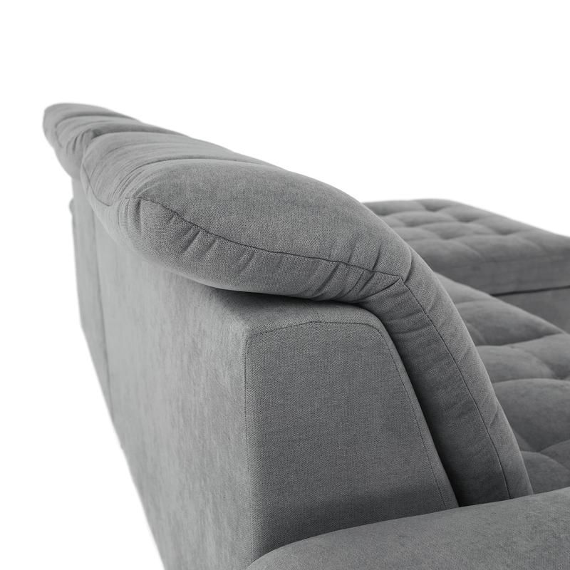 Casa si Gradina - Mobilier - Canapele si coltare - Coltare - Coltar, mustar tesatura gri, dreapta, EVANGELIN - Infinity.ro