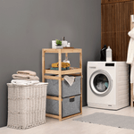 Casa si Gradina - Mobilier - Biblioteci si rafturi - Rafturi - Raft, lacuit bambus/ tesatura gri, KELANA - Infinity.ro