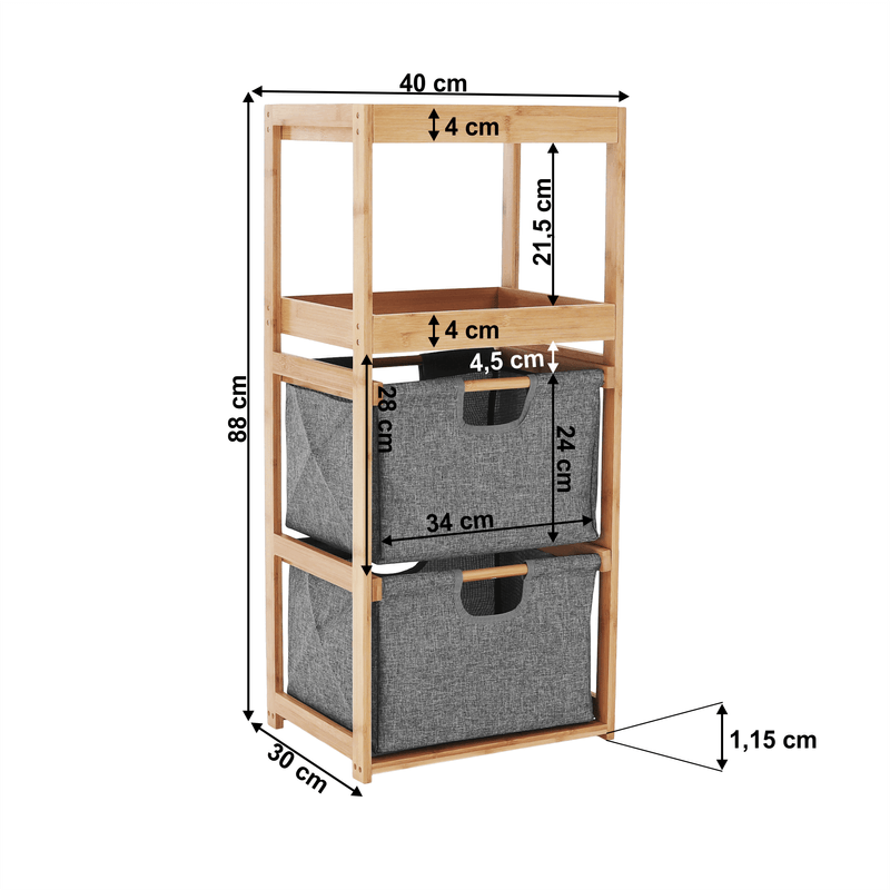 Casa si Gradina - Mobilier - Biblioteci si rafturi - Rafturi - Raft, lacuit bambus/ tesatura gri, KELANA - Infinity.ro