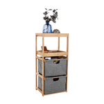 Casa si Gradina - Mobilier - Biblioteci si rafturi - Rafturi - Raft, lacuit bambus/ tesatura gri, KELANA - Infinity.ro