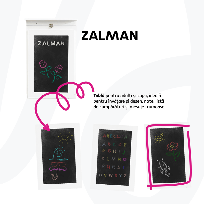 Casa si Gradina - Mobilier - Mese si birouri - Mese living - Masa plianta, de perete cu tabla de creta, alba, ZALMAN - Infinity.ro