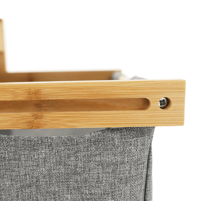 Casa si Gradina - Mobilier - Biblioteci si rafturi - Rafturi - Raft, lacuit bambus/ tesatura gri, KELANA - Infinity.ro