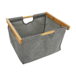 Casa si Gradina - Mobilier - Biblioteci si rafturi - Rafturi - Raft, lacuit bambus/ tesatura gri, KELANA - Infinity.ro