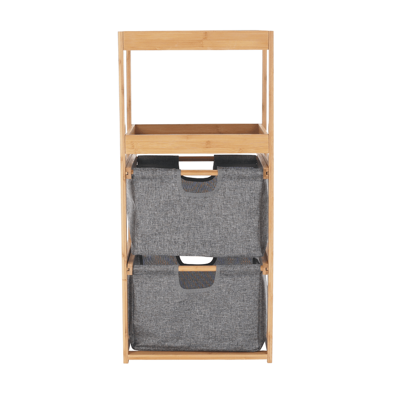 Casa si Gradina - Mobilier - Biblioteci si rafturi - Rafturi - Raft, lacuit bambus/ tesatura gri, KELANA - Infinity.ro