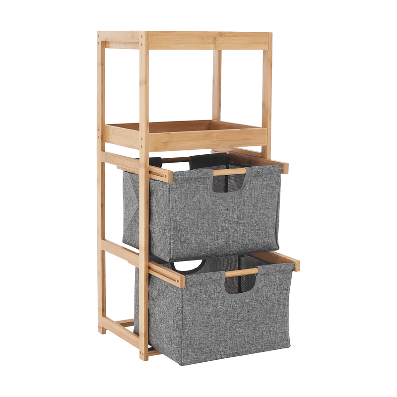 Casa si Gradina - Mobilier - Biblioteci si rafturi - Rafturi - Raft, lacuit bambus/ tesatura gri, KELANA - Infinity.ro