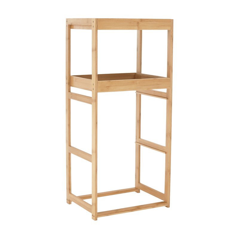 Casa si Gradina - Mobilier - Biblioteci si rafturi - Rafturi - Raft, lacuit bambus/ tesatura gri, KELANA - Infinity.ro