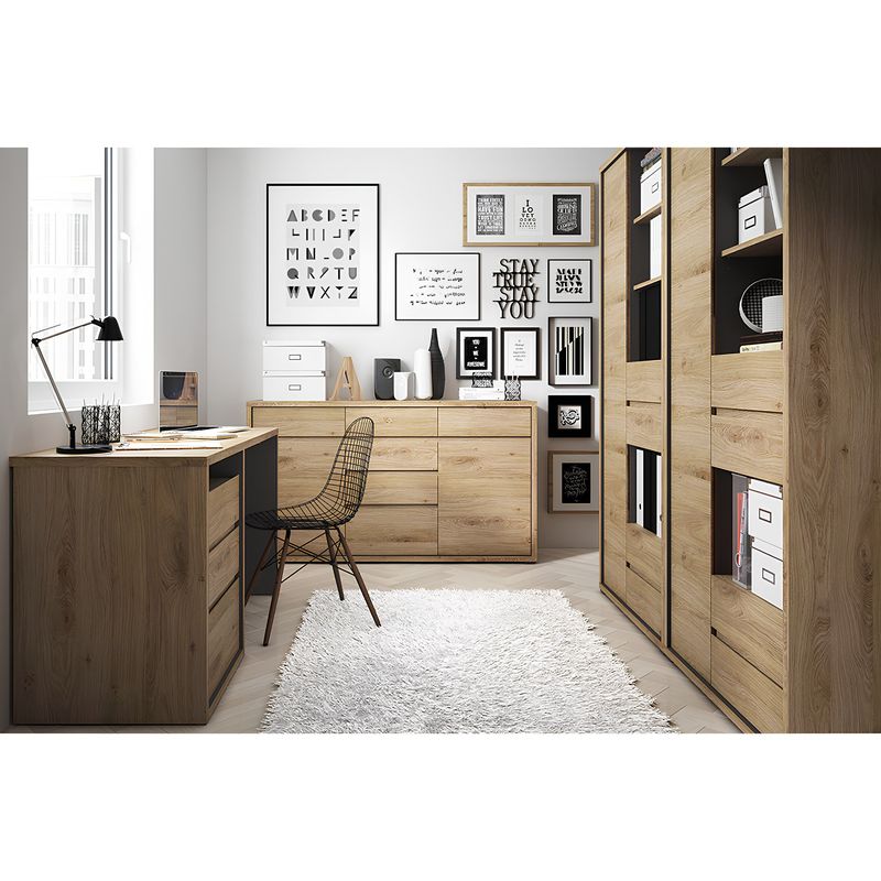 Casa si Gradina - Mobilier - Mese si birouri - Birouri - Birou PC, universal (S/ D), stejar shetland, SHELDON TIP 80 - Infinity.ro