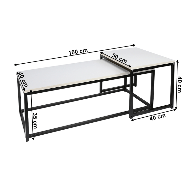 Casa si Gradina - Mobilier - Mese si birouri - Masute de cafea - Set 2 masute de cafea, alb mat/negru, KASTLER NEW TYP 2 - Infinity.ro