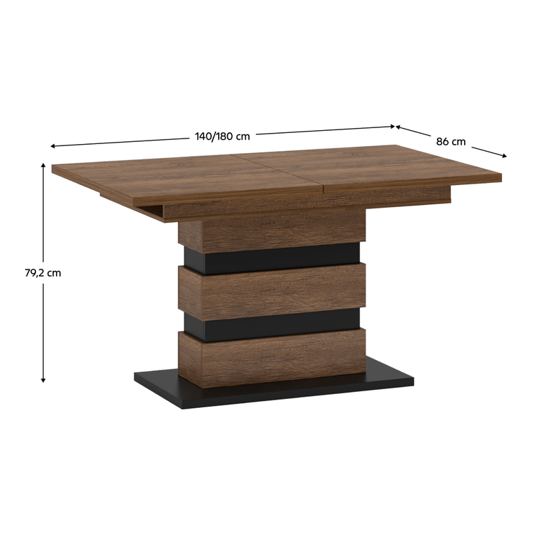 Casa si Gradina - Mobilier - Mese si birouri - Mese bucatarie si dining - Masa de luat masa plianta, stejar bolzano / negru, 140-180x86 cm, DELIS S - Infinity.ro