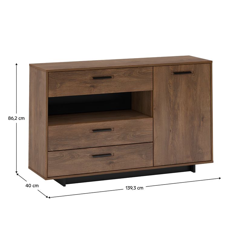 Casa si Gradina - Mobilier - Comode si corpuri - Comode - Comoda, stejar bolzano / negru, DELIS E - Infinity.ro