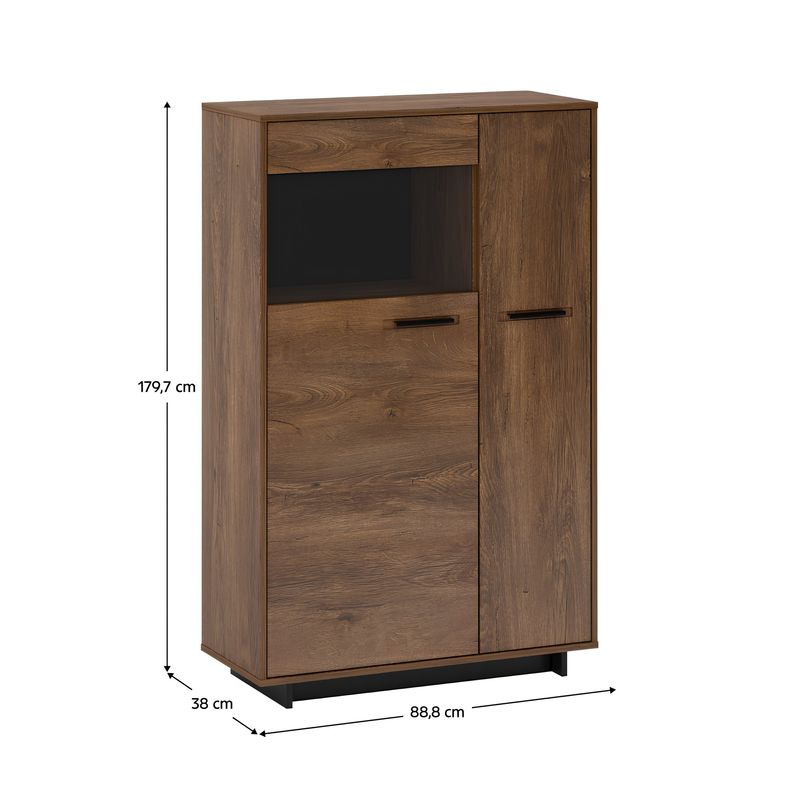 Casa si Gradina - Mobilier - Comode si corpuri - Comode - Comoda / vitrina, stejar bolzano / negru, stanga, DELIS C1 - Infinity.ro