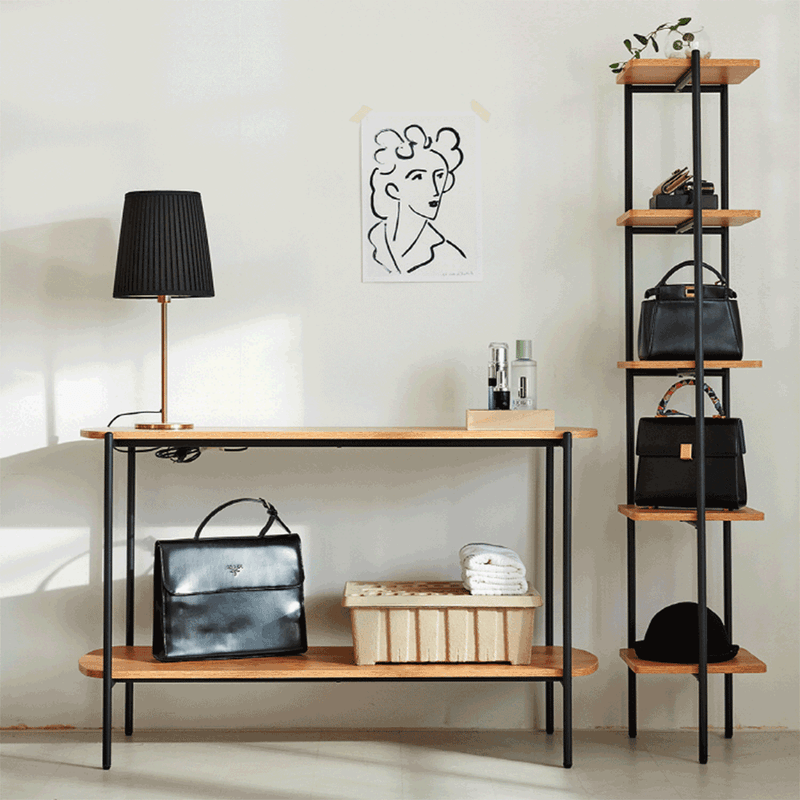 Casa si Gradina - Mobilier - Biblioteci si rafturi - Rafturi - Raft in stil industrial, negru / salcam, MULIN - Infinity.ro