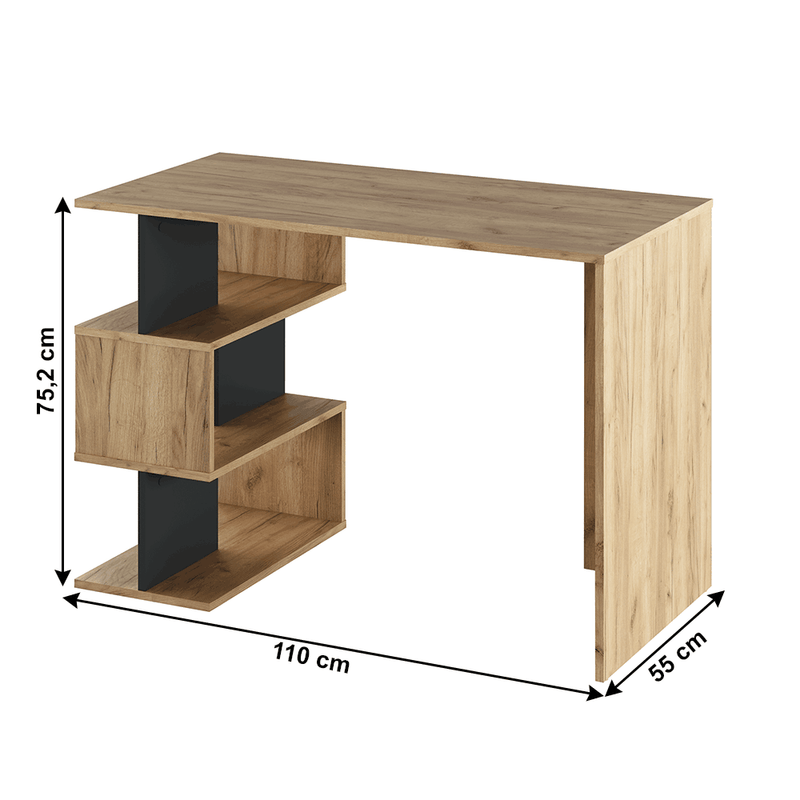 Casa si Gradina - Mobilier - Mese si birouri - Birouri - Masa pentru PC, stejar artizan / grafit, ABES - Infinity.ro