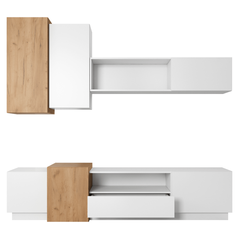 Casa si Gradina - Mobilier - Biblioteci si rafturi - Rafturi - Perete camera de zi, stejar craft auriu / alb, TRIO - Infinity.ro