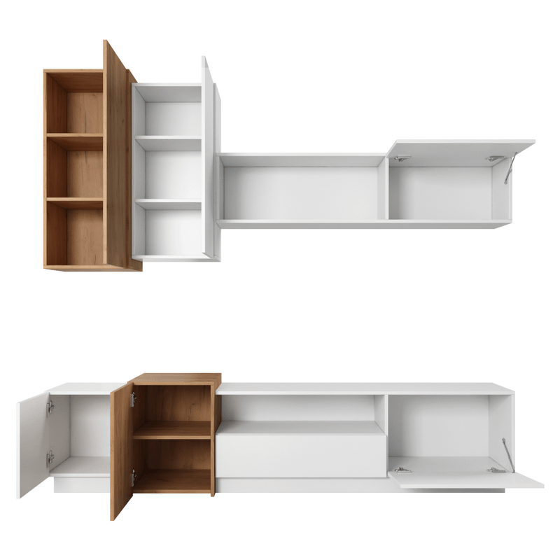 Casa si Gradina - Mobilier - Biblioteci si rafturi - Rafturi - Perete camera de zi, stejar craft auriu / alb, TRIO - Infinity.ro