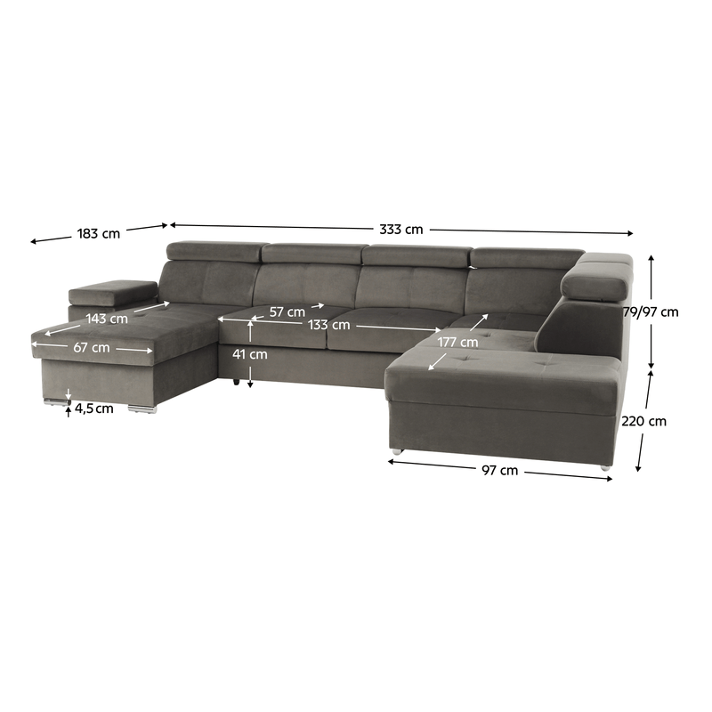 Casa si Gradina - Mobilier - Canapele si coltare - Canapele - Canapea, maro gri-maro, stanga, LAMORA U - Infinity.ro