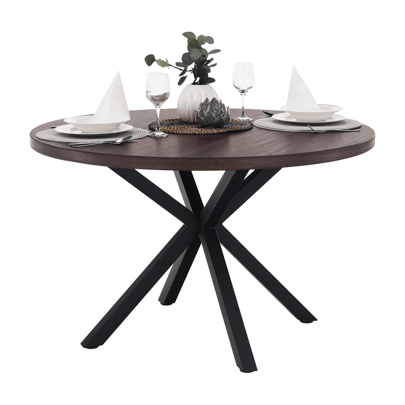 Casa si Gradina - Mobilier - Mese si birouri - Mese bucatarie si dining - Masa de sufragerie, stejar inchis / negru, diametru 120 cm, MEDOR - Infinity.ro