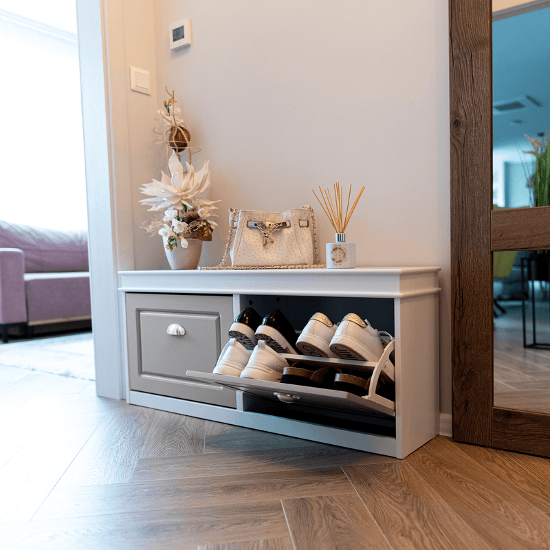 Casa si Gradina - Mobilier - Dulapuri si sifoniere - Dulapuri pantofi - Pantofar, 2 compartimente, alb/gri, SEBER TYP 4 - Infinity.ro