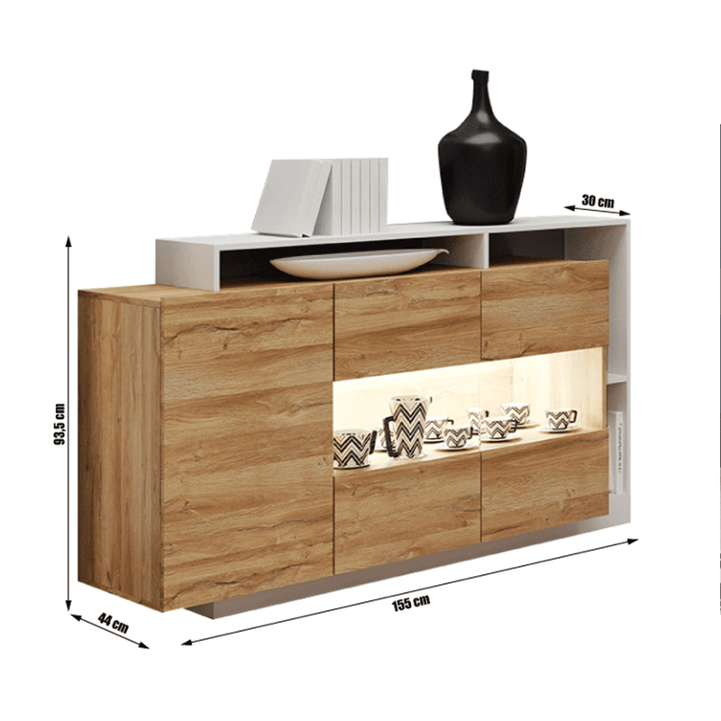 Casa si Gradina - Mobilier - Comode si corpuri - Comode - Comoda, stejar grandson/alb, ALICANTE - Infinity.ro