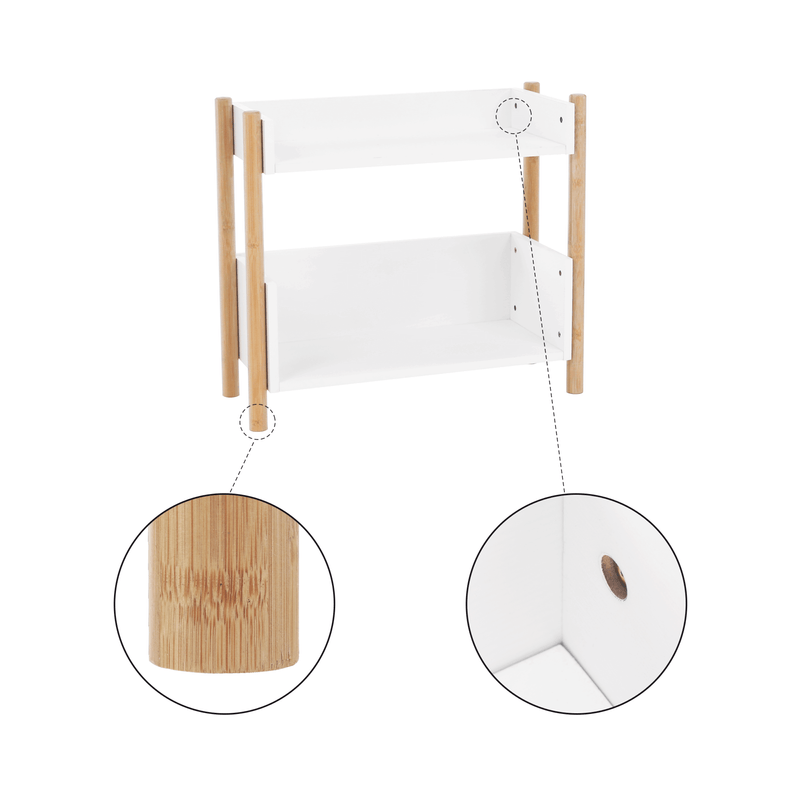 Casa si Gradina - Mobilier - Biblioteci si rafturi - Rafturi - Etajera cu 2 rafturi, bambus natural / alb, BALTIKA TYPE 1 - Infinity.ro