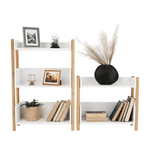 Casa si Gradina - Mobilier - Biblioteci si rafturi - Rafturi - Etajera cu 2 rafturi, bambus natural / alb, BALTIKA TYPE 1 - Infinity.ro