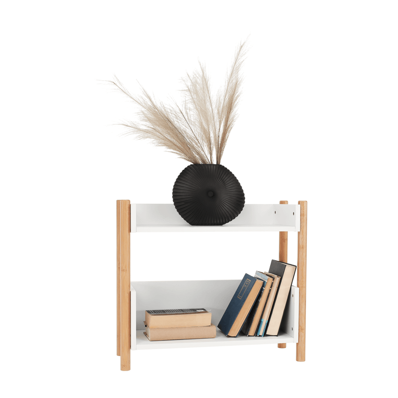 Casa si Gradina - Mobilier - Biblioteci si rafturi - Rafturi - Etajera cu 2 rafturi, bambus natural / alb, BALTIKA TYPE 1 - Infinity.ro