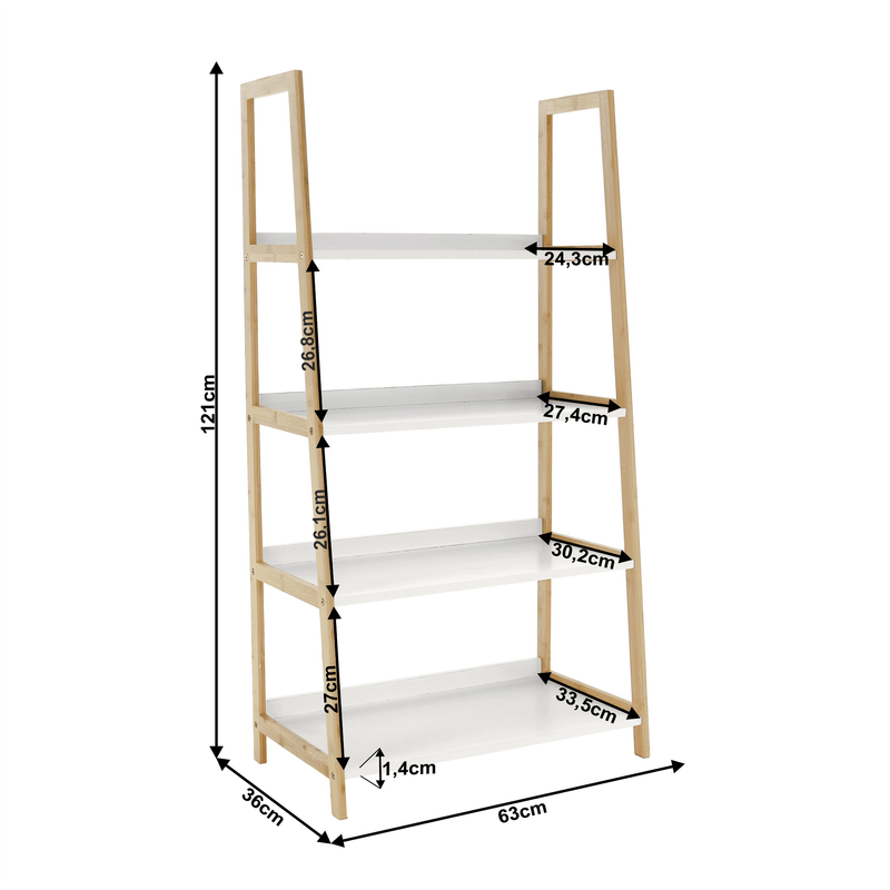 Casa si Gradina - Mobilier - Biblioteci si rafturi - Rafturi - Etajera cu 4 rafturi, alb/natural, KOEN TYP 2 - Infinity.ro