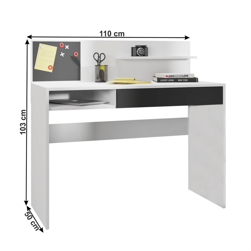 Casa si Gradina - Mobilier - Mese si birouri - Birouri - Birou PC cu placa magnetica, alb / negru, IMAN - Infinity.ro