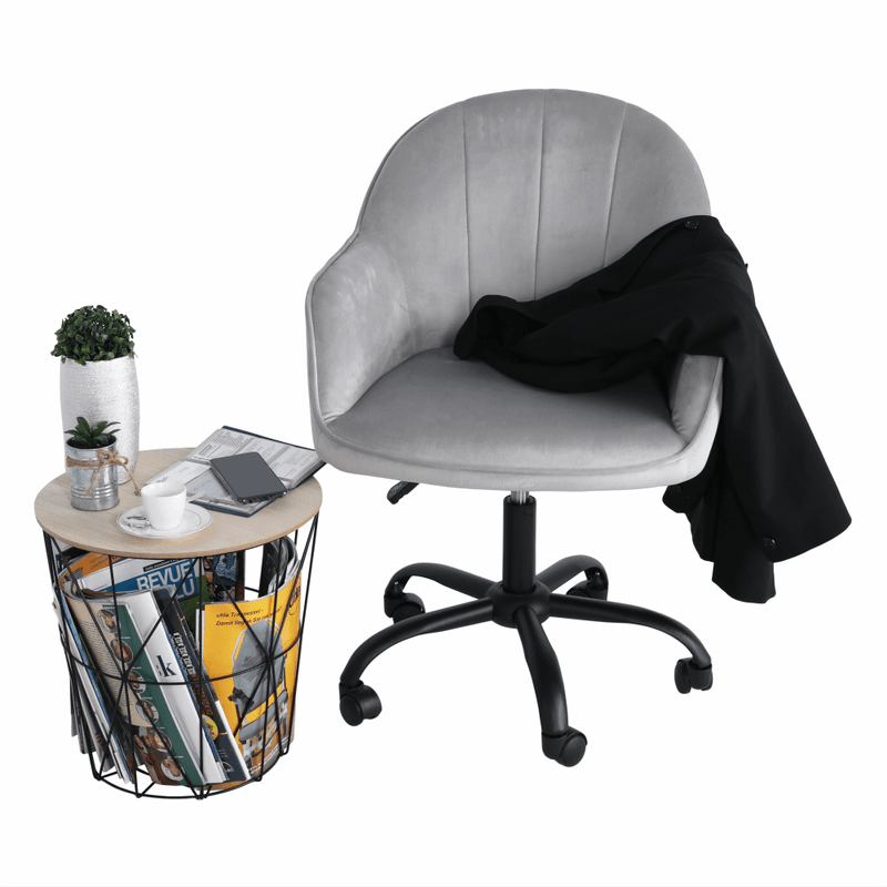 Casa si Gradina - Mobilier - Scaune si fotolii - Scaune - Scaun de birou, material textil din catifea gri deschis / negru, EROL - Infinity.ro