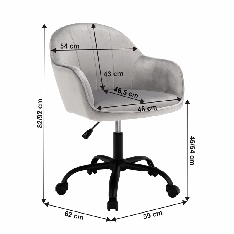 Casa si Gradina - Mobilier - Scaune si fotolii - Scaune - Scaun de birou, material textil din catifea gri deschis / negru, EROL - Infinity.ro