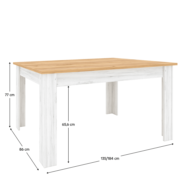 Casa si Gradina - Mobilier - Mese si birouri - Mese bucatarie si dining - Masa dining extensibila, stejar craft auriu / stejar craft alb, 135-184x86 cm, SUDBURY - Infinity.ro