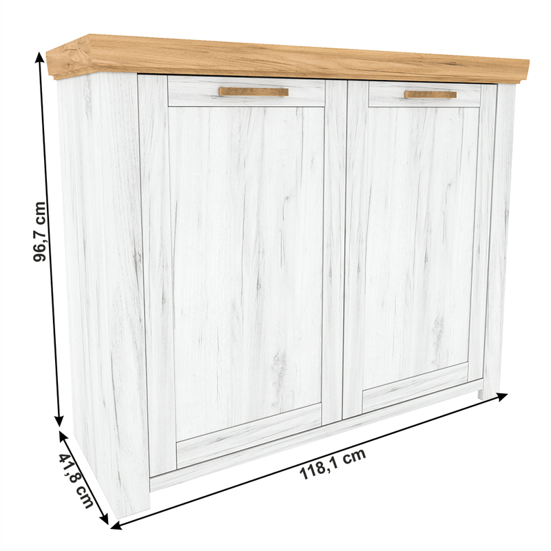 Casa si Gradina - Mobilier - Biblioteci si rafturi - Rafturi - Scrin J, stejar craft auriu / stejar craft alb, SUDBURY - Infinity.ro