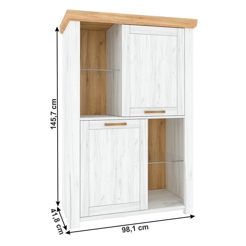 Casa si Gradina - Mobilier - Dulapuri si sifoniere - Dulapuri - Vitrina C, stejar craft auriu / stejar craft alb, SUDBURY - Infinity.ro