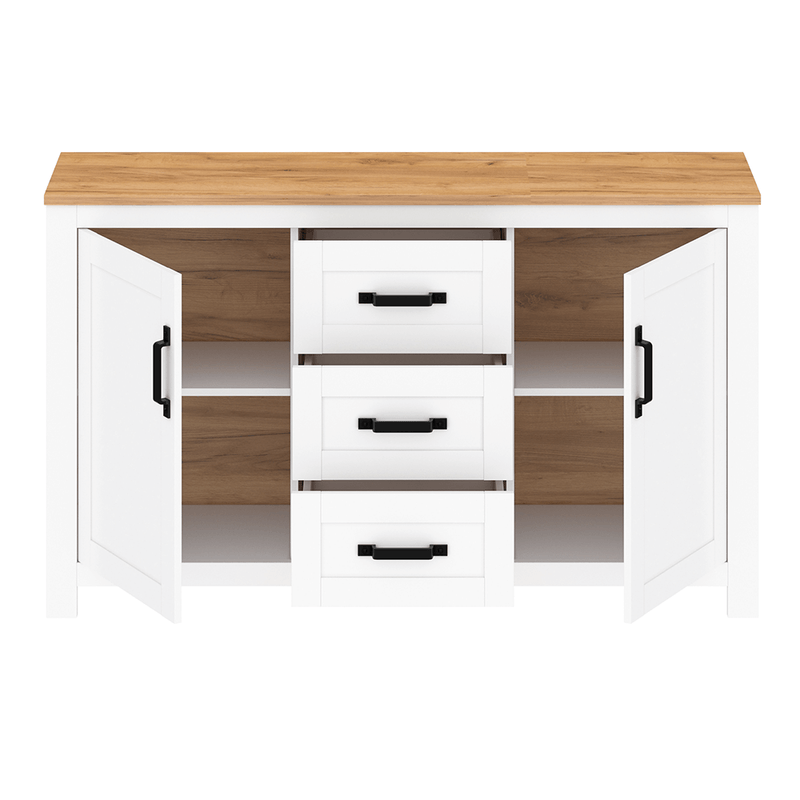 Casa si Gradina - Mobilier - Comode si corpuri - Comode - Scrin, alb alba / stejar craft auriu, LANZETTE E - Infinity.ro