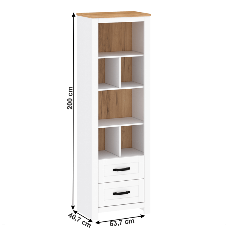 Casa si Gradina - Mobilier - Biblioteci si rafturi - Rafturi - Raft deschis, alb alba / stejar craft auriu, LANZETTE R - Infinity.ro